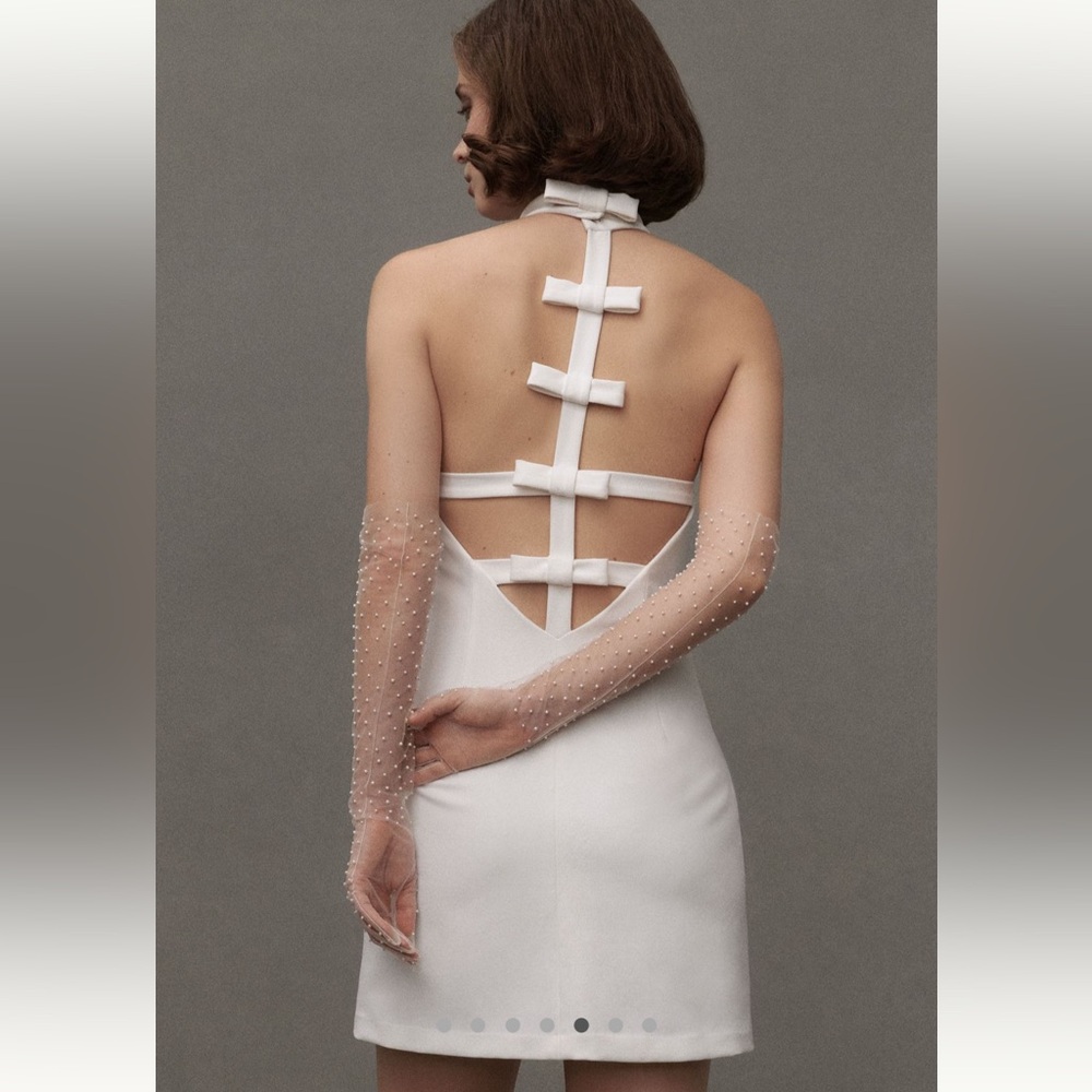 BHLDN High-neck Bow-back Mini Dress (NWT)